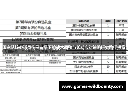 国家队核心球员伤停背景下的战术调整与长期应对策略研究路径探索